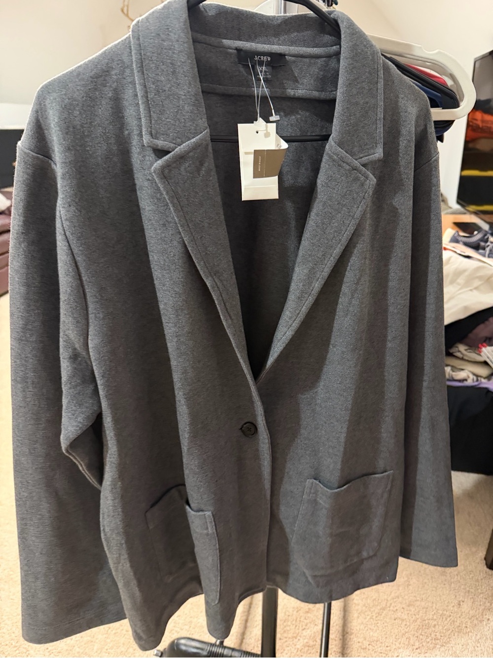 J Crew Women's Gray Single-Button Blazer Jacket